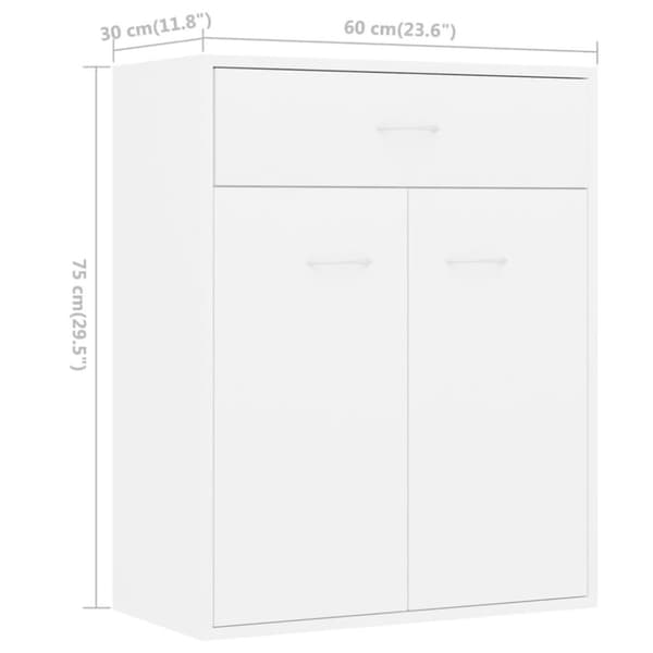 vidaXL Skänk vit 60x30x75 cm konstruerat trä