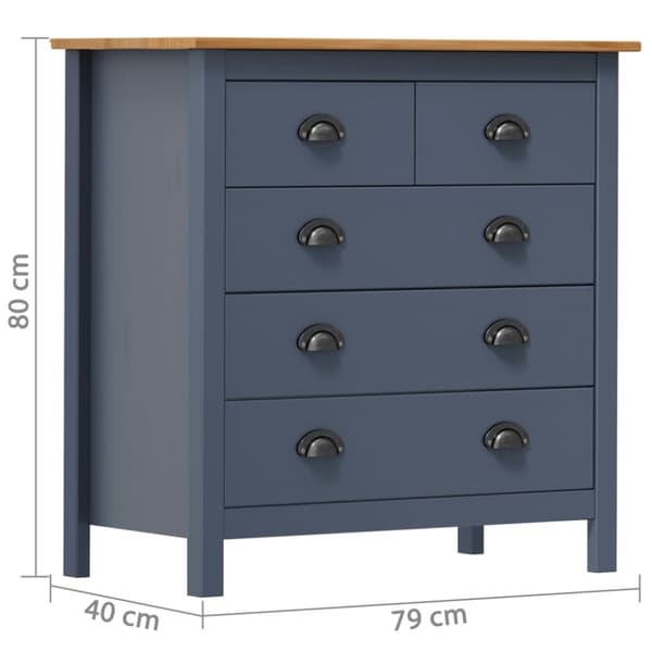 vidaXL Skänk Hill grå 79x40x80 cm massiv furu
