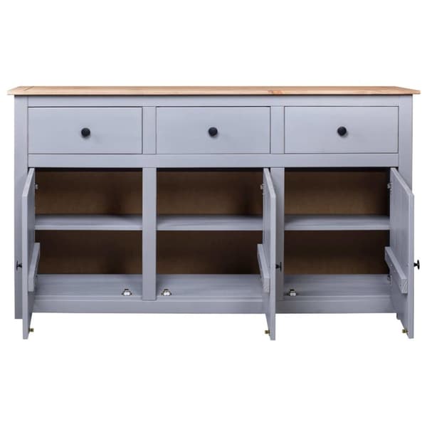 vidaXL Skänk grå 135x40x80 cm massiv furu panama