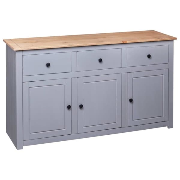 vidaXL skænk Panama-serien 135x40x80 cm massivt fyrretræ grå