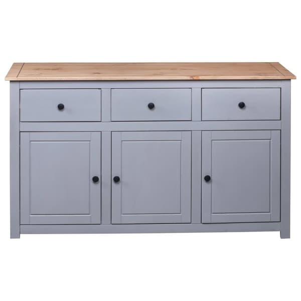 vidaXL skænk Panama-serien 135x40x80 cm massivt fyrretræ grå