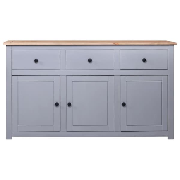 vidaXL skænk Panama-serien 135x40x80 cm massivt fyrretræ grå