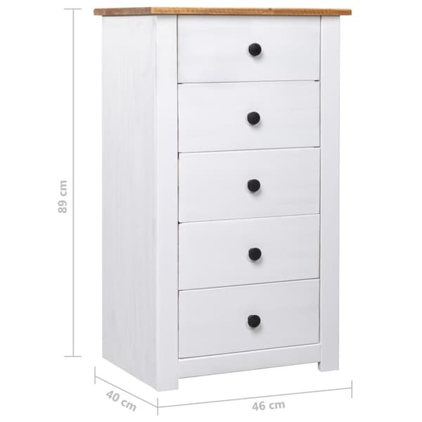 vidaXL Byrå vit 46x40x89 cm furu panama