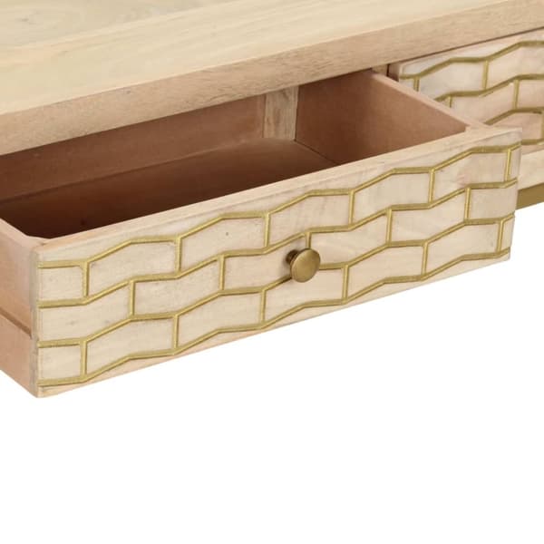 vidaXL Konsolipöytä kulta 90x30x75 cm täysi mangopuu