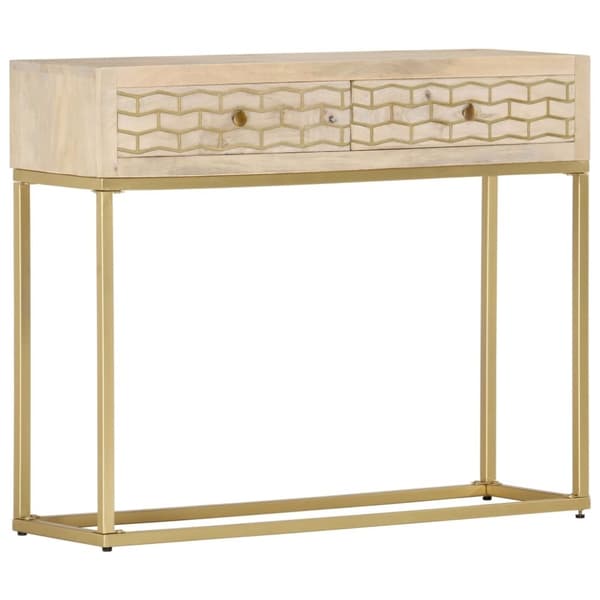 vidaXL Konsolipöytä kulta 90x30x75 cm täysi mangopuu