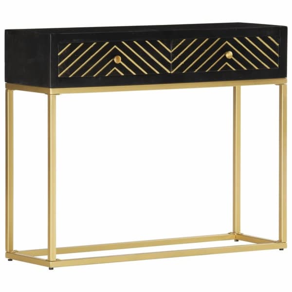 vidaXL Konsolipöytä musta ja kulta 90x30x75 cm täysi mangopuu