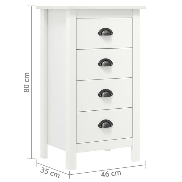 vidaXL Skänk Hill vit 46x35x80 cm massiv furu
