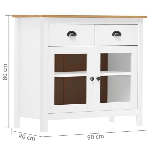 vidaXL Skjenk Hill hvit 90x40x80 cm heltre furu