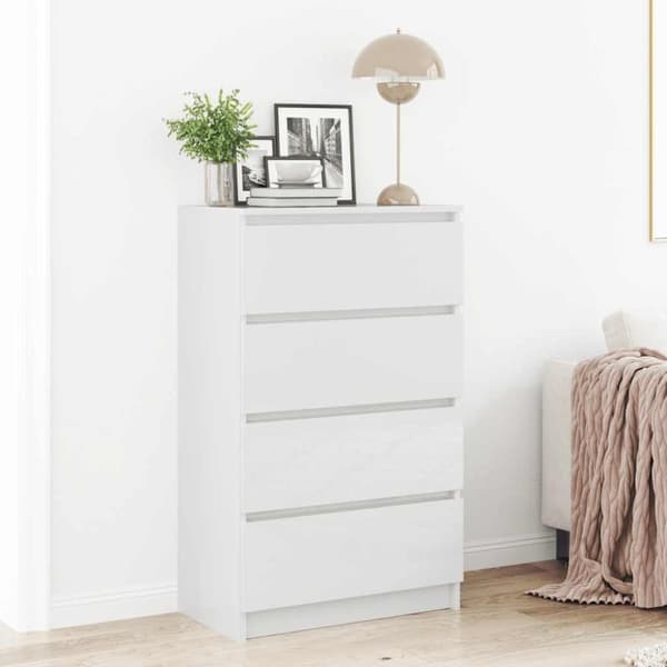 vidaXL Byrå vit högglans 60x35x98,5 cm konstruerat trä