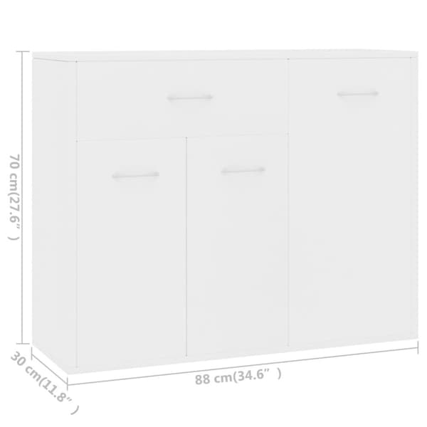 vidaXL Skjenk hvit 88x30x70 cm sponplate