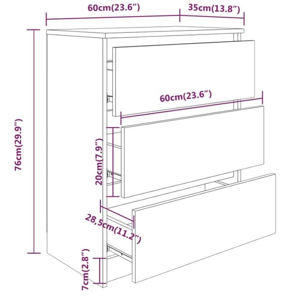 vidaXL Skjenk sonoma eik 60x35x76 cm sponplate