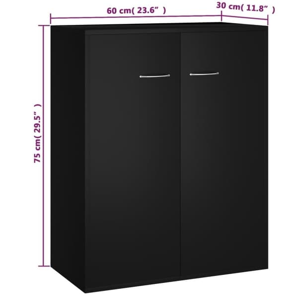vidaXL Skjenk svart 60x30x75 cm konstruert tre
