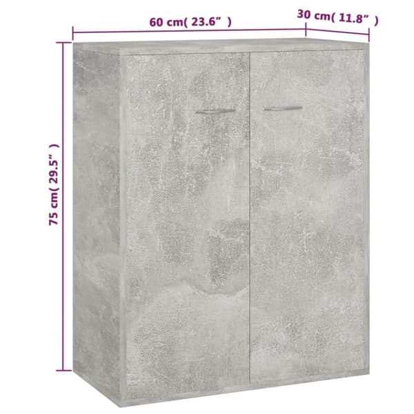 vidaXL Skjenk betonggrå 60x30x75 cm konstruert tre