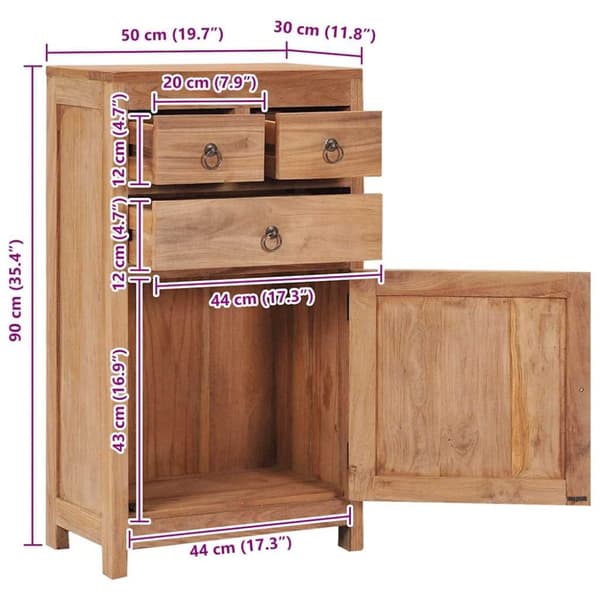 vidaXL Skänk 50x30x90 cm massiv teak