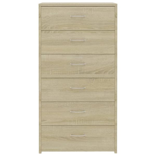 vidaXL Skjenk med 6 skuffer sonoma eik 50x34x96 cm konstruert tre