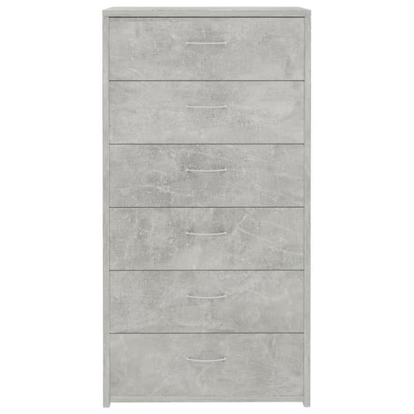 vidaXL Skänk med 6 lådor betonggrå 50x34x96 cm konstruerat trä
