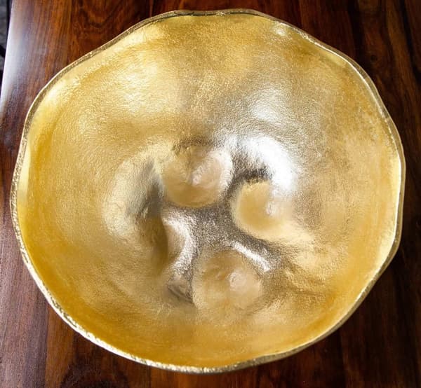 A beautiful and different art bowl, Cast: gold-coloured aluminium