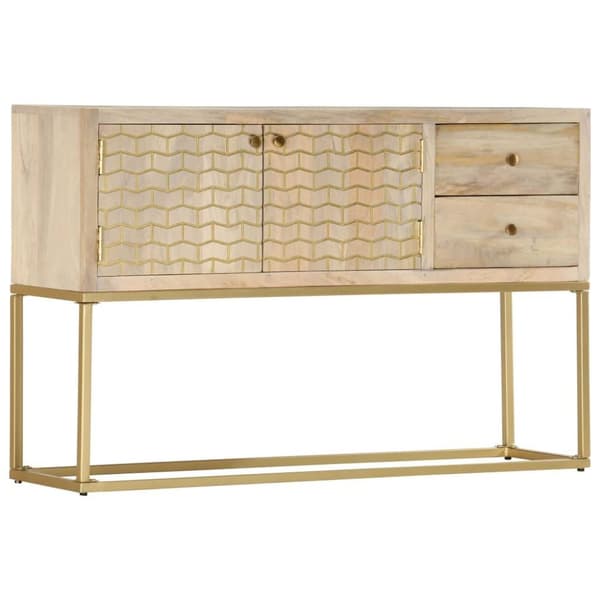 vidaXL Skänk guld 120x30x75 cm massivt mangoträ