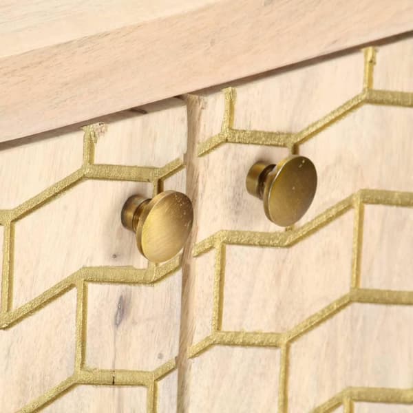 vidaXL Skänk guld 120x30x75 cm massivt mangoträ