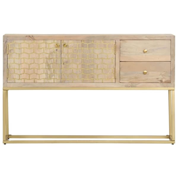 vidaXL skænk 120x30x75 cm massivt mangotræ guldfarvet