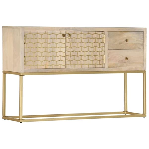vidaXL skænk 120x30x75 cm massivt mangotræ guldfarvet