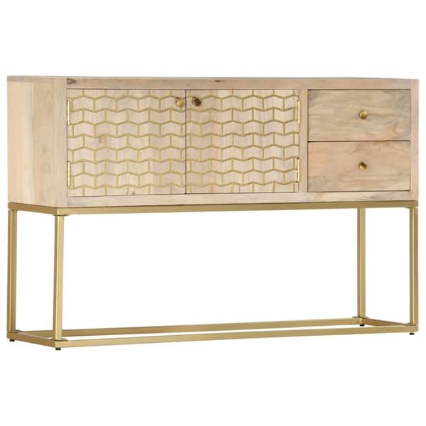 vidaXL skænk 120x30x75 cm massivt mangotræ guldfarvet