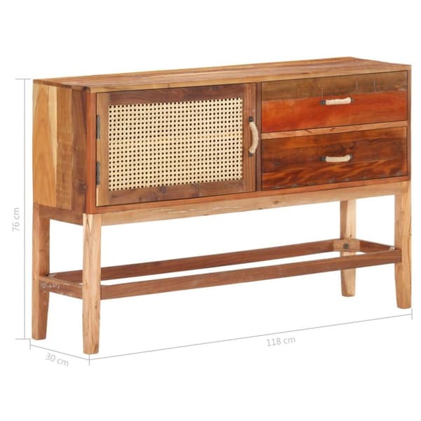 vidaXL skænk 118x30x76 cm massivt genbrugstræ
