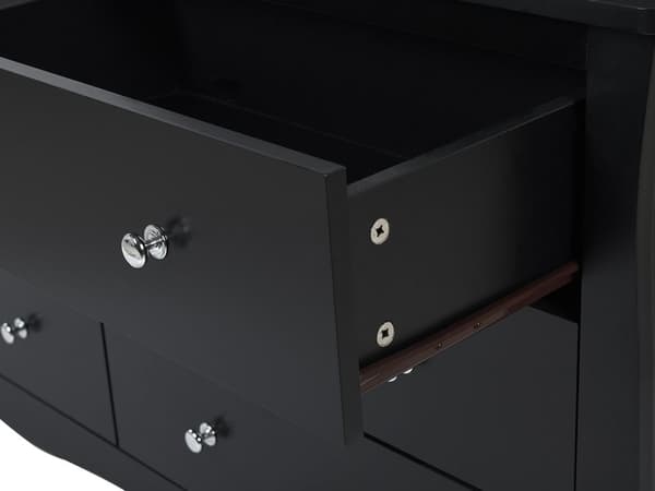 Byrålådor Svart Sidobord med 6 Lådor Vardagsrum Sovrum Hall Förvaring Byrå Modern Fransk Stil