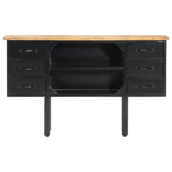 vidaXL Skänk 110x30x65 cm massivt grovt mangoträ och stål
