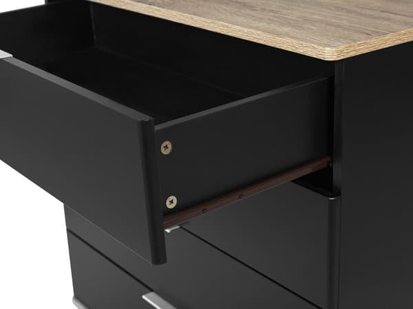 Kommode Sort Skænk 4 Skuffer 93 x 79 cm Stue Soveværelse Entre Opbevaringsskab Skandinavisk Stil