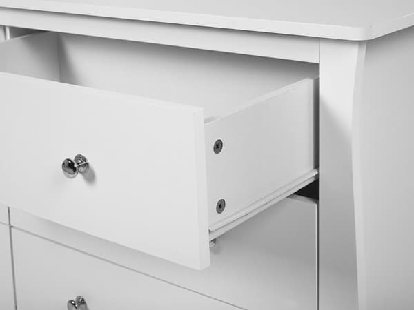 Kommode Hvid Skænk med 6 skuffer 75 x 130 cm Stue Soveværelse Gang Opbevaringsskab Moderne Fransk Stil