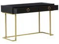 Miniatyrbillede 6 af 11: Mat sort konsol 2 skuffer 77 x 115 cm guld metalfod elegant toiletbord glamour stil skrivebord