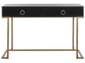 Miniatyrbillede 7 af 11: Mat sort konsol 2 skuffer 77 x 115 cm guld metalfod elegant toiletbord glamour stil skrivebord