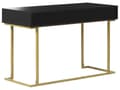 Miniatyrbillede 8 af 11: Mat sort konsol 2 skuffer 77 x 115 cm guld metalfod elegant toiletbord glamour stil skrivebord