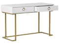 Miniatyrbillede 6 af 10: Mat hvid konsol 2 skuffer 77 x 115 cm guld metalfod elegant toiletbord glamour stil skrivebord
