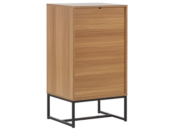 Kommode Lyst Træ Hvide Låger Metalben 91 x 49 cm Moderne Traditionelle Stuemøbler