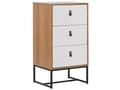 Miniatyrbillede 1 af 10: Kommode Lyst Træ Hvide Låger Metalben 91 x 49 cm Moderne Traditionelle Stuemøbler