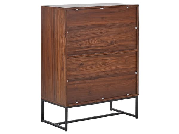 Skænk Mørkt Træ med Hvide Metalben Opbevaringsskab 2 rum 4 døre 100 x 76 cm Moderne Traditionelle Stuemøbler
