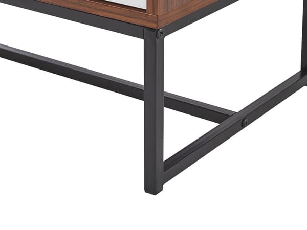 Skænk Mørkt Træ med Hvide Metalben Opbevaringsskab 2 rum 4 døre 100 x 76 cm Moderne Traditionelle Stuemøbler