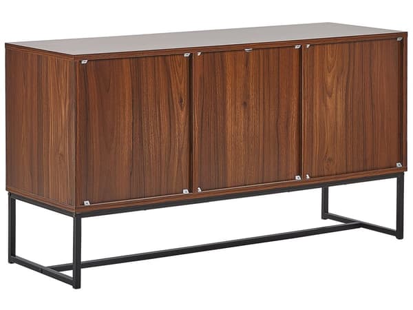 Skænk Mørkt Træ Hvide Metalben Opbevaringsskab 3 Låger 62 x 112 cm Moderne Stil Traditionelle Stuemøbler