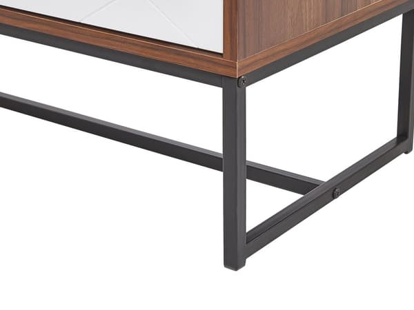 Skænk Mørkt Træ Hvide Metalben Opbevaringsskab 3 Låger 62 x 112 cm Moderne Stil Traditionelle Stuemøbler