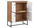Miniatyrbillede 6 af 10: Skænk Lyst Træ Hvide Metalben Opbevaringsskab 4 Låger 100 x 76 cm Moderne Stil Traditionelle Stuemøbler