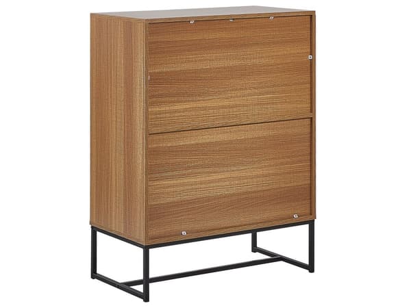 Skænk Lyst Træ Hvide Metalben Opbevaringsskab 4 Låger 100 x 76 cm Moderne Stil Traditionelle Stuemøbler