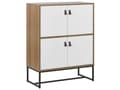 Miniatyrbillede 1 af 10: Skænk Lyst Træ Hvide Metalben Opbevaringsskab 4 Låger 100 x 76 cm Moderne Stil Traditionelle Stuemøbler