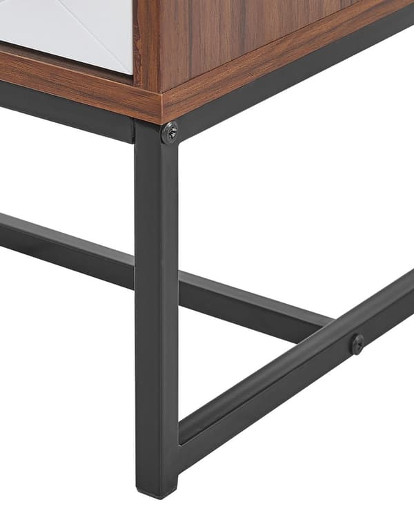 Nattduksbord Mörk trä med Vita Metallben Liten Förvaringsbyrå Modern Traditionell Sovrumsmöbler
