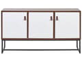 Miniatyrbild 5 av 10: Sidobord Mörk trä med Vita Metallben Rektangulär Förvaringsbyrå TV bänk 3 Delar Dörrar Vardagsrumsmöbler
