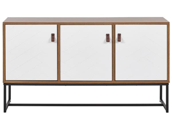 Senkki vaalea puu/valkoinen 3 ovea metallijalat 62 x 112 cm perinteinen moderni tyyli