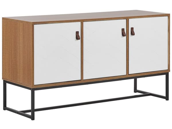 Senkki vaalea puu/valkoinen 3 ovea metallijalat 62 x 112 cm perinteinen moderni tyyli