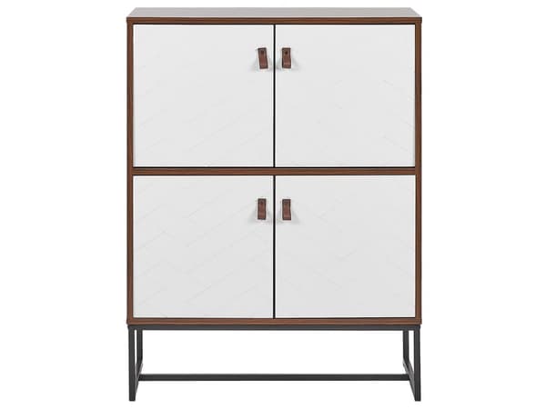 Senkki tumma puu/valkoinen 4 ovea metallijalat 100 x 76 cm perinteinen moderni tyyli