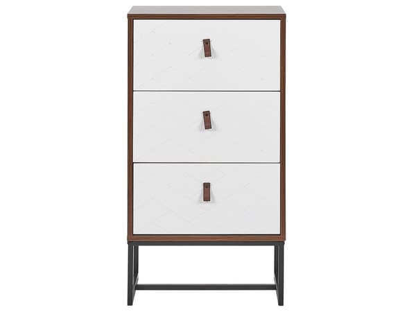 Lipasto tumma puu/valkoinen 3 laatikkoa metallijalat 91 x 49 cm perinteinen tyyli